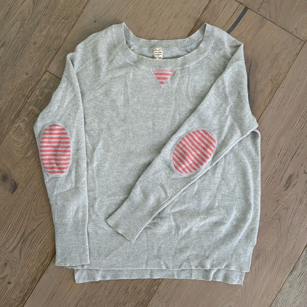 Maison Jules Cashmere Sweater Pink Stripe Elbows